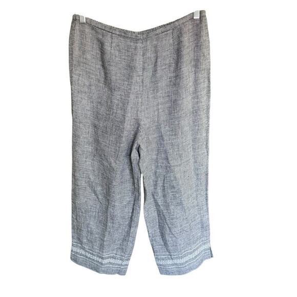 Norton McNaughton Women's Gray 100% Linen Wide Leg Cropped Pants M Coastal Prep - Picture 1 of 8